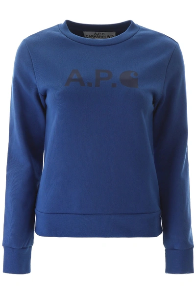 Apc X Carhartt A.p.c. X Carhartt Logo Sweatshirt In Bleu Roi