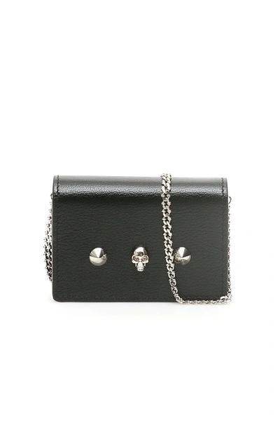 Alexander Mcqueen Card Holder With Skull And Chain In Black