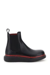 Alexander Mcqueen Chunky Sole Chelsea Boots In Blk Blk Plum Plum