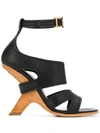 Alexander Mcqueen No.13 105 Wedge Leather Sandals In Black