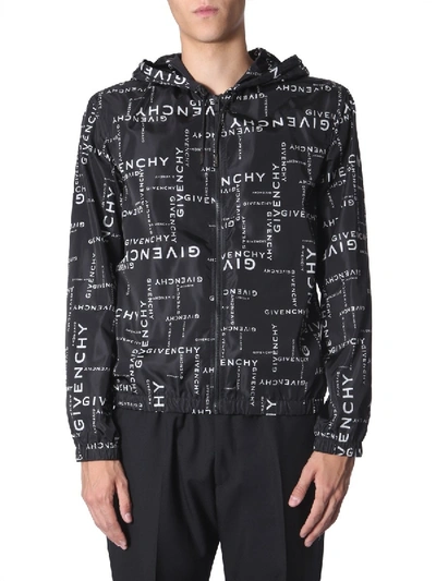 Givenchy Allover Logo Wind Jacket In Black/white