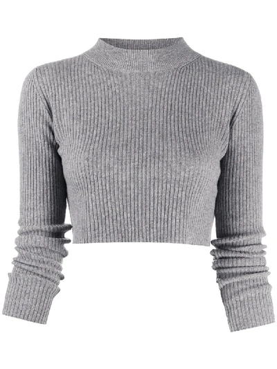 Andamane Enny Cropped Wool-cashmere Sweater In Grigio