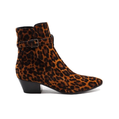 Saint Laurent Animal-print Leather Ankle Boots In Grigio Chiaro