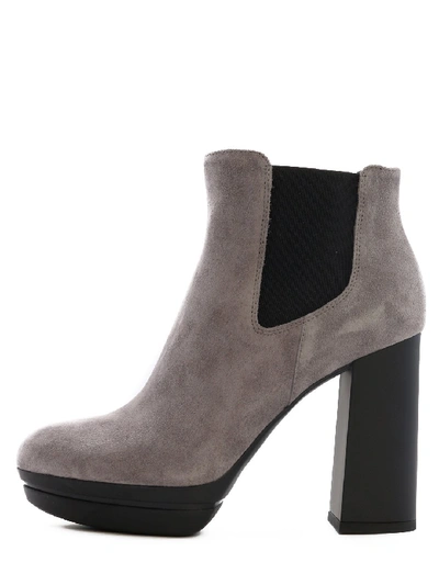 Hogan Woman H391 Grey Ankle Boots In Taupe