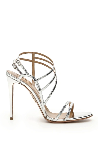 Aquazzura Spicy Sandals 105mm In Silver