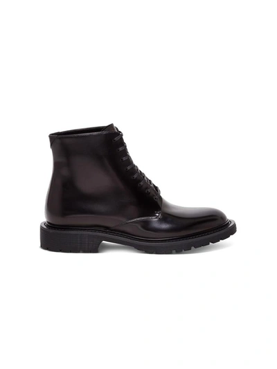 Saint Laurent 20mm Brushed Leather Army Boots In Black