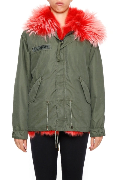 As65 As6 Fur Trim Parka In Green