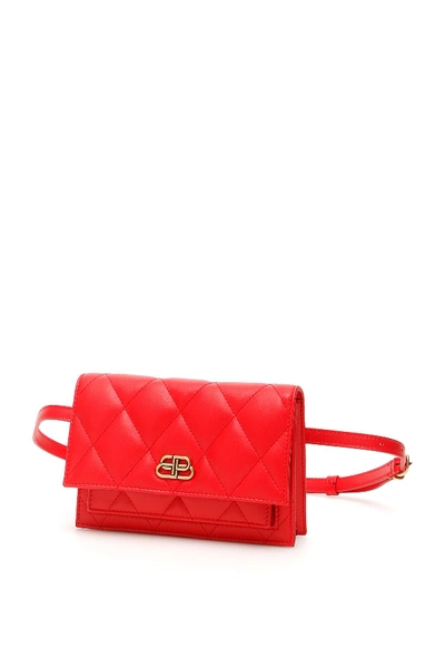 Balenciaga Xs Quilted Leather Sharp Belt Bag In Bright Red