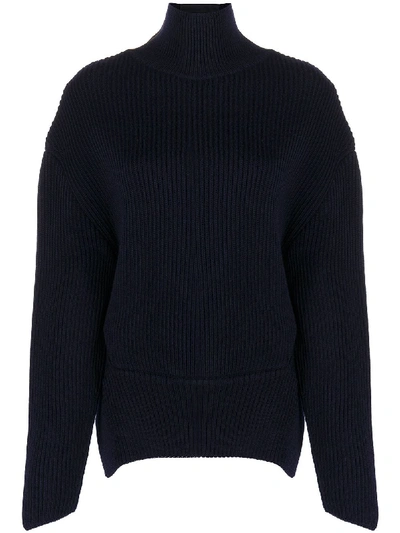 Balenciaga High Neck Oversize Sweater In Blu