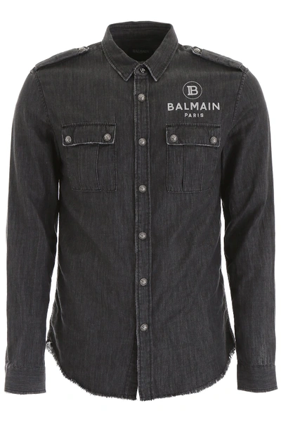 Balmain Logo Shirt In Grey