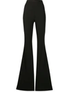 Balmain High-waisted Bootcut Pants With Satin Side Bands In Black