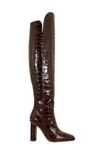 Max Mara Beboot Boot Crocodile-print Brown Leather In Brown