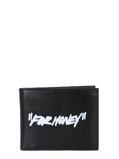 Off-white Leather Quote Bifold Wallet In Black