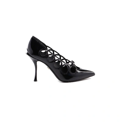 Dolce & Gabbana Black Cut Out Pumps In Argento