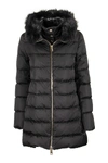 HERNO HERNO BLACK DOWN JACKET WITH FUR