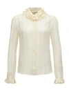 Saint Laurent Striped Blouse With Stripes And Frills In White