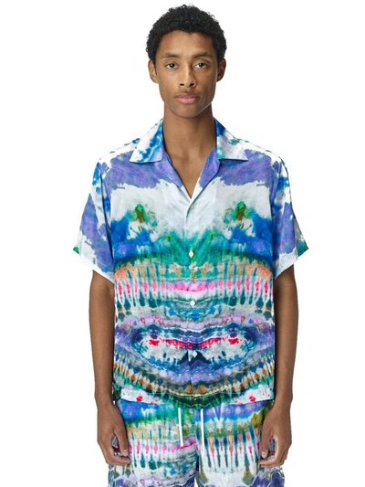 Amiri Camp-collar Tie-dyed Silk-twill Shirt In Mixed