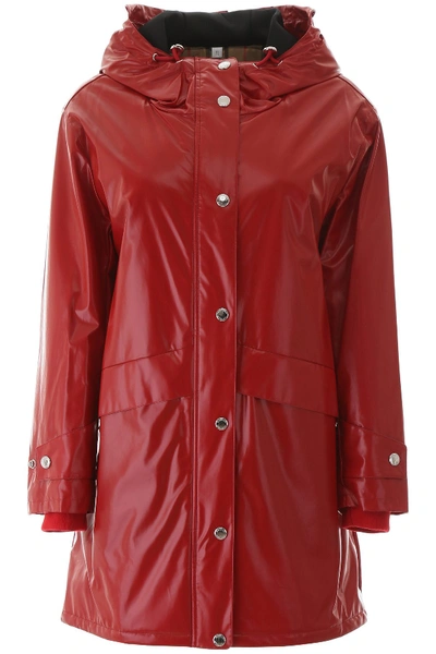 Burberry Cramond Logo Parka Raincoat In Bright Red