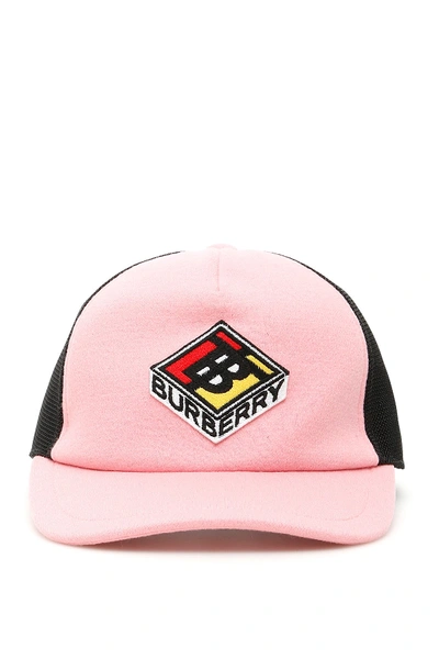 Burberry Trucker Tb Baseball Cap In Pink,black