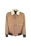 BRUNELLO CUCINELLI BRUNELLO CUCINELLI CAMEL AVIATOR JACKET IN CASHMERE