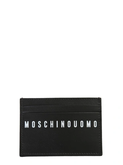 Moschino Black Leather Signature Credit Card Holder