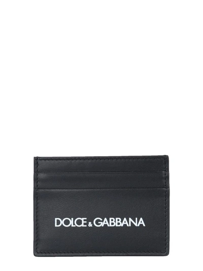 Dolce & Gabbana Smooth Leather Card Holder In Black,white