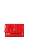 Alexander Mcqueen Skull Crocodile-embossed Cardholder In Red