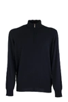 Brunello Cucinelli Cashmere Turtleneck Sweater With Zipper In Navy