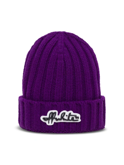 Off-white Chunky Hat With Logo In Violet