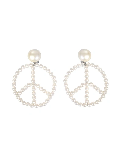 Moschino Clip Earrings In White