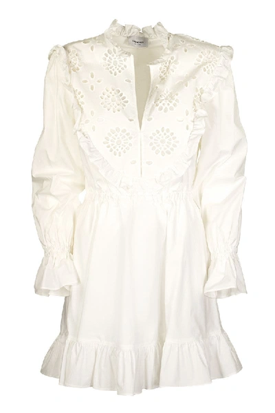 Dondup Broderie Anglaise Cotton Dress In White