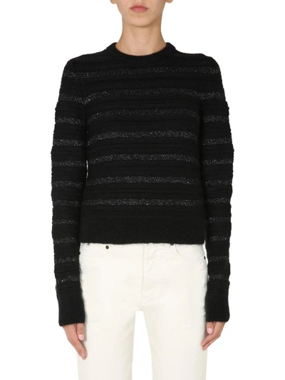 Saint Laurent Crew Neck Sweater In Black