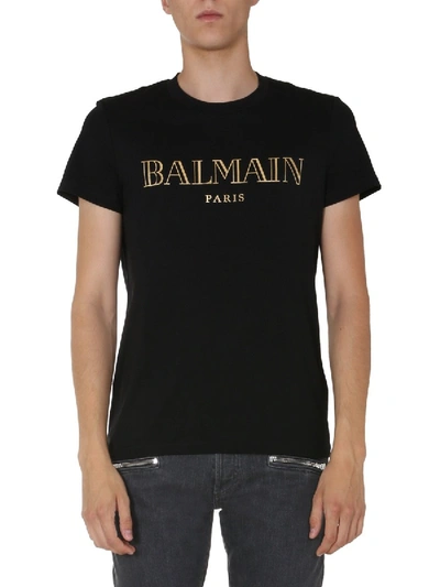 Balmain Crew Neck T-shirt In Black