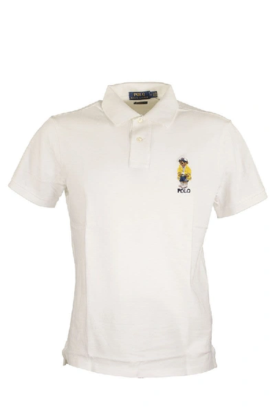 Ralph Lauren Custom Slim Cp-93 Polo Bear Polo Shirt In White