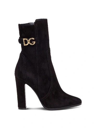 Dolce & Gabbana Caroline Logo-plaque Boots In Black