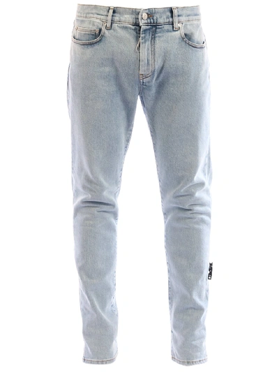 Off-white Diagonals Skinny Jeans In Light Blue