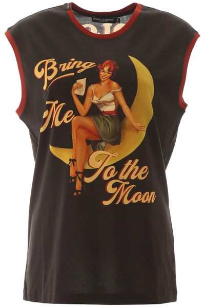 Dolce & Gabbana Jersey T-shirt With Bring Me To The Moon Print In Black