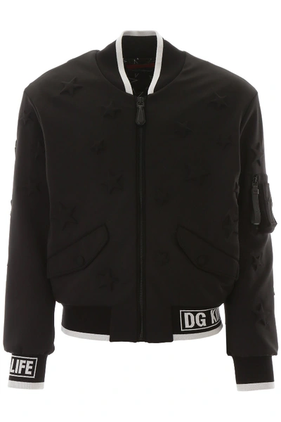 Dolce & Gabbana Dg Millennials Star Bomber Jacket In Black