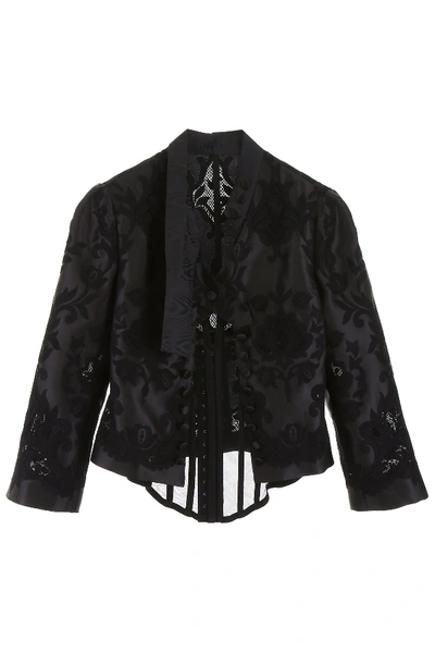 Dolce & Gabbana Embroidered Organza Jacket In Nero