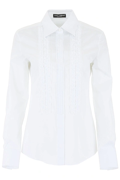 Dolce & Gabbana Frilled Shirt In Bianco Ottico