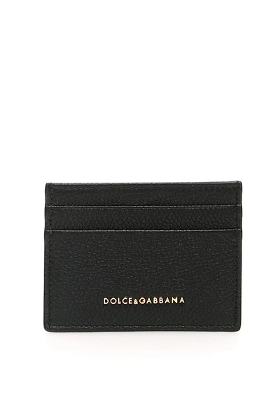 Dolce & Gabbana Grain Leather Cardholder In Nero