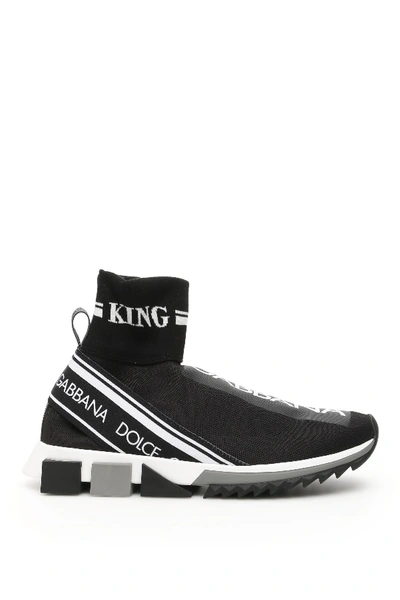 Dolce & Gabbana Sorrento Hi-top Running Sneakers In Black,white