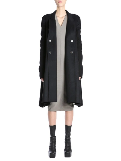 Rick Owens Double Breasted Coat In Black