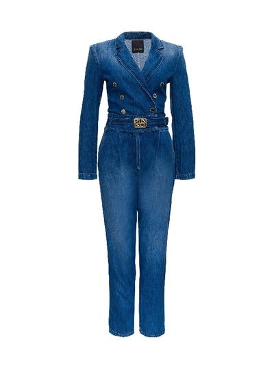 Pinko Double Breasted Denim Suit In Blu