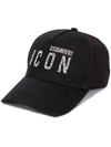 Dsquared2 Logo Embellished Cotton Baseball Cap In Nero