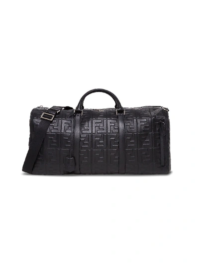 Fendi Duffle Bag In Embossed Leather With Monogram In Black