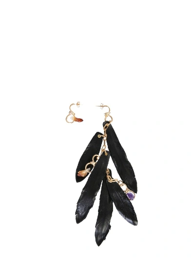 Dsquared2 Dsquared Feather And Talisman Mismatched Earrings In Black