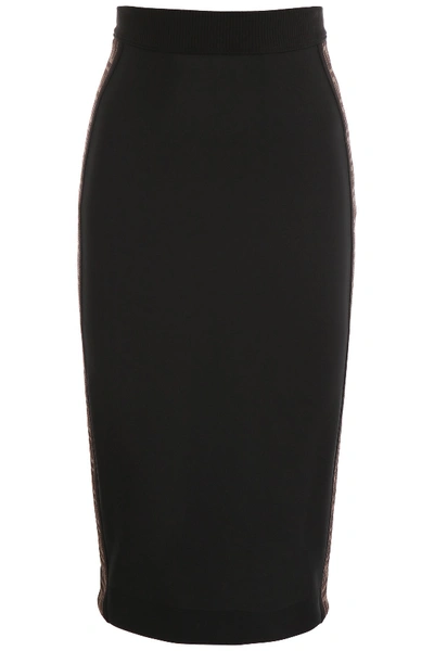 Fendi Pencil Skirt With Ff Bands In Black