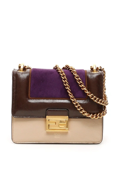 Fendi Small Kan U Bag In Beige,brown,purple