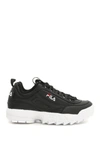 Fila Distruptor Black Leather Sneakers In Black